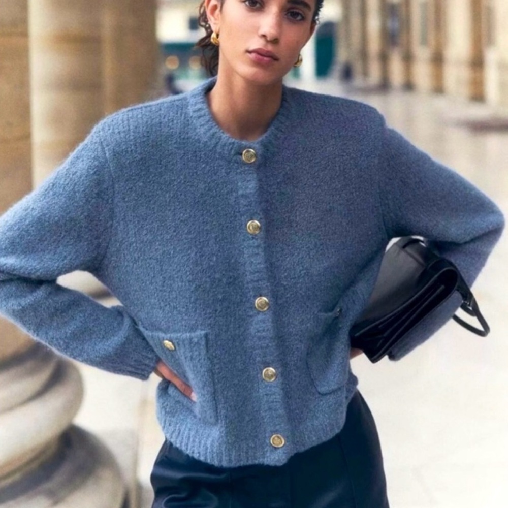 Blue Button-Up Cardigan